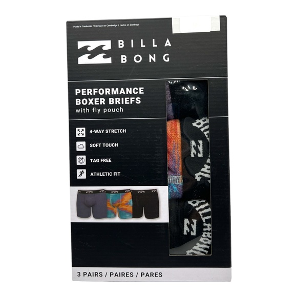 Billabong Men's Performance Boxer Briefs With Fly Pouch - Picture 1 of 4